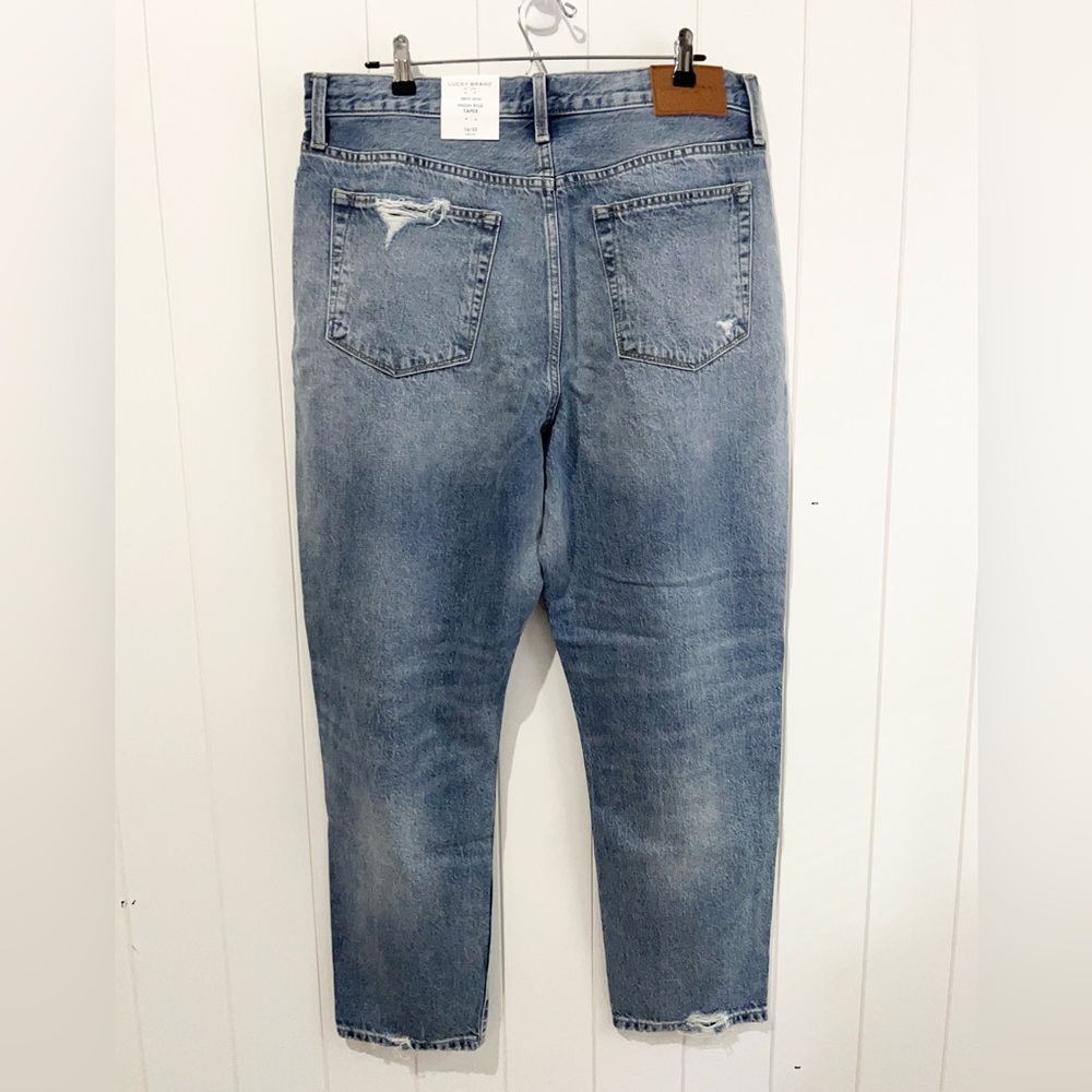 Lucky Brand NWT Drew Mom High Rise Taper Denim Jeans Size 16/33 Blue